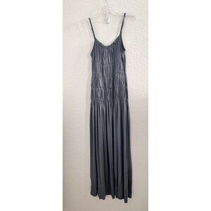 NWT NA-KD Women's Ruched‎ Midi Spaghetti Strap Dress Size Small Grey Beachy Boho